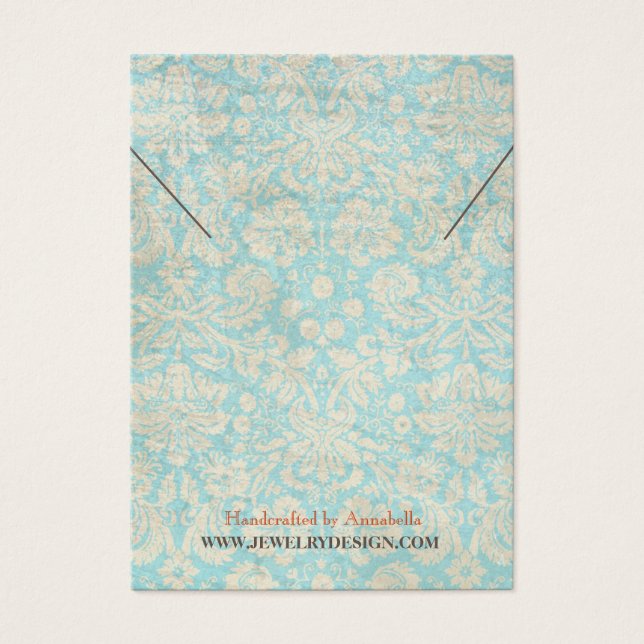 Necklace Jewelry Display Card • Teal Damask (Front)