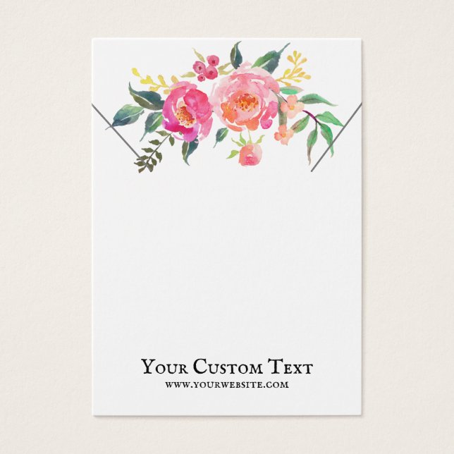 Necklace Jewelry Display Card • Watercolor Floral (Front)