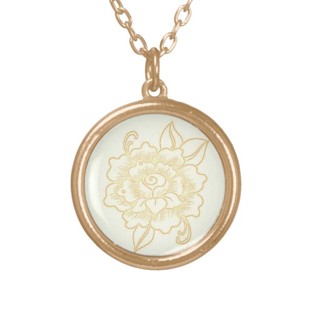 Necklace-light-gold-henna-rose Gold Plated Necklace (Front)