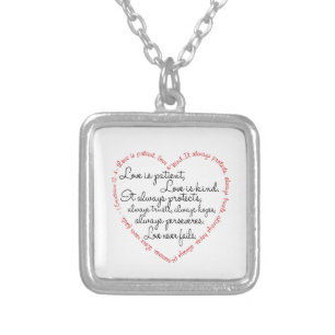 Necklace - Love is Patient Word Heart