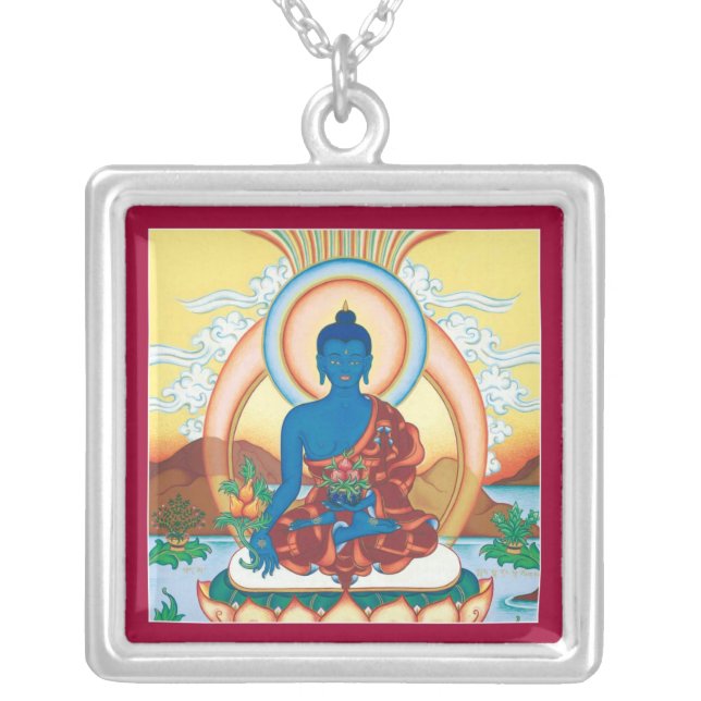 NECKLACE Medicine Buddha silver with pendant (Front)