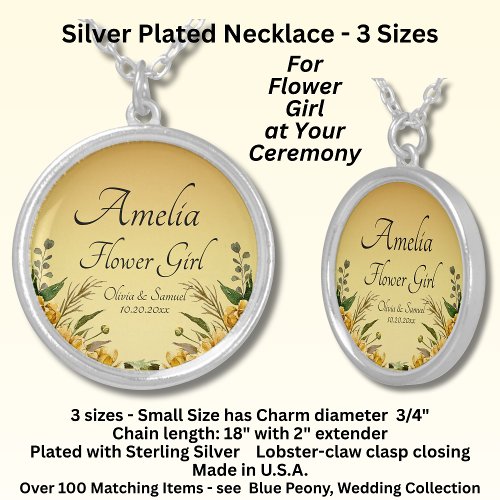 Necklace, Name Flower Girl, Golden Flowers