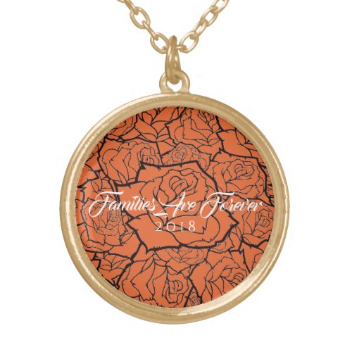 Necklace Orange  Gold Roses_Families Are Forever