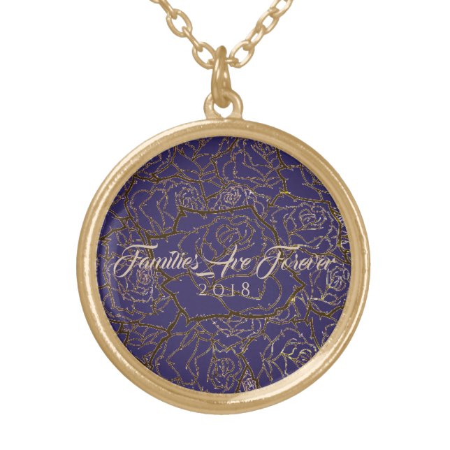 Necklace Purple & Golden Rose-Familes Are Forever (Front)