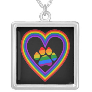 Necklace Rainbow Heart With Paw