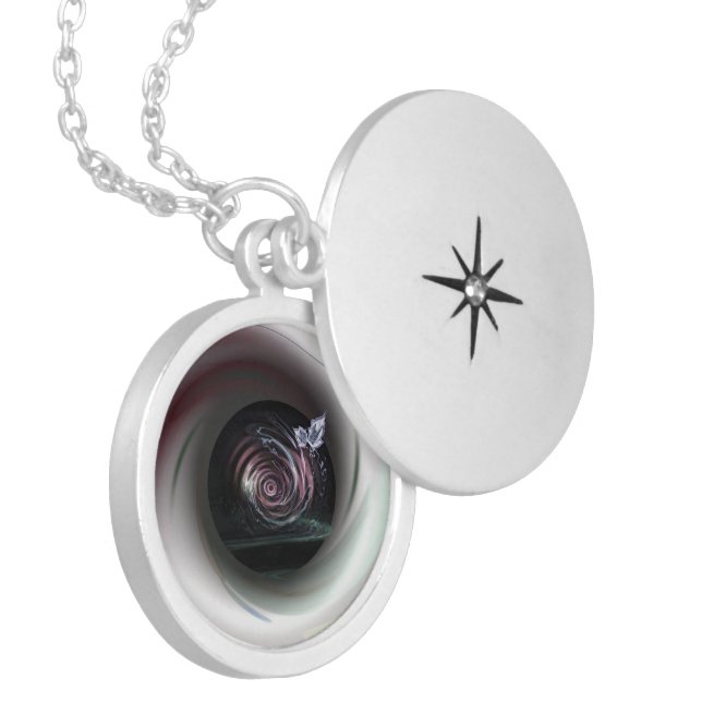 Necklace Silver Butterfly purple (Front Left)