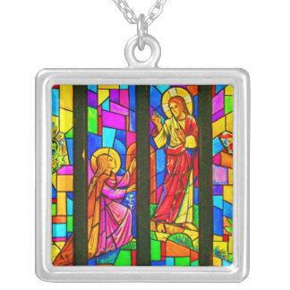 Necklace-Stained Glass-4 Silver Plated Necklace