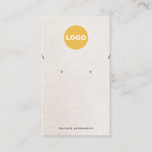 Necklace Stud Earring Beige Linen Add Logo Business Card