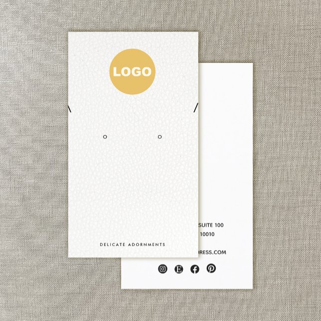  Necklace Stud Earring White leather Add Logo Business Card (Creator Uploaded)