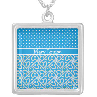 Necklace to Personalize: Polkas Daisy Chains Blue