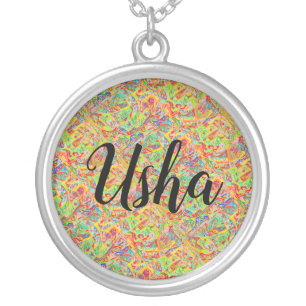 Necklace Usha name on abstract sari like design