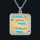 Necklace with original beachy art on charm<br><div class="desc">Neckolace with coastal colors of original beachy art painting</div>