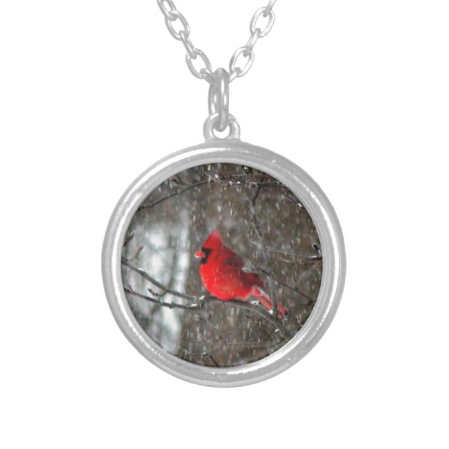 necklace with photo of male cardinal (Front)