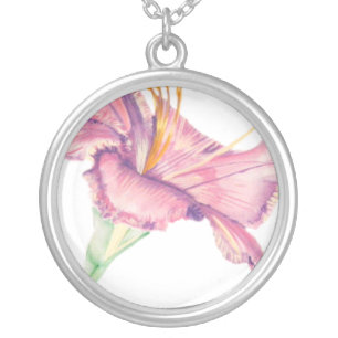 Necklace with Pink Lily Easter Flower