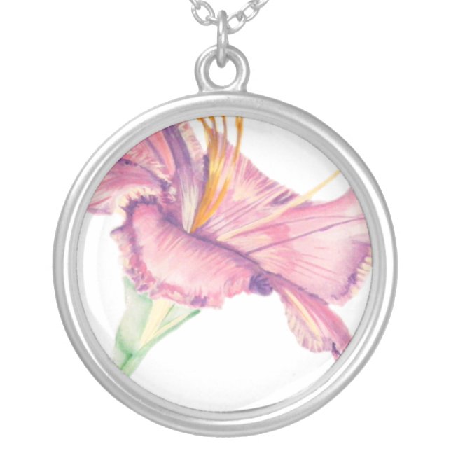 Necklace with Pink Lily Easter Flower (Front)