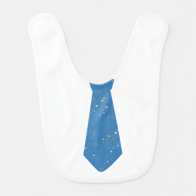 Necktie Blue Stars Baby Bib (Front)