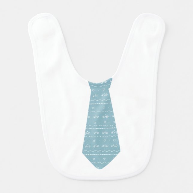 Necktie Light Blue Scribbles Baby Bib (Front)