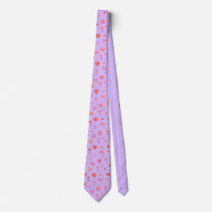Necktie Valentine Doodle Heart Flower Lavender Tie