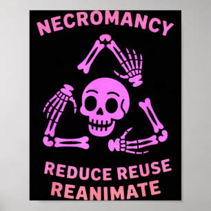 Necromancy Reduce Reuse Reanimate Skeleton Design Poster