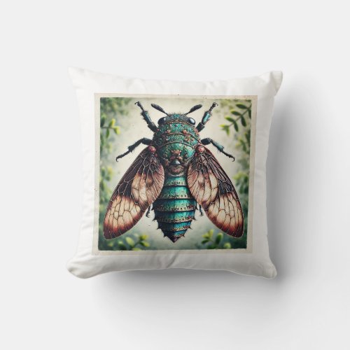 Necrophila Insect 150624IREF124 _ Watercolor Throw Pillow