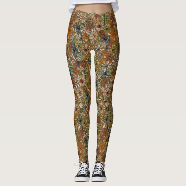 nectar bird garden gold leggings (Front)