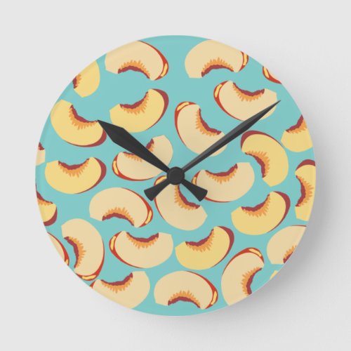 Nectarine Fruit Pattern Kitchen Round Clock