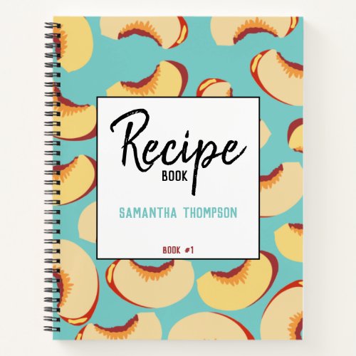 Nectarine Fruit Pattern Recipe Blank Cookbook Notebook