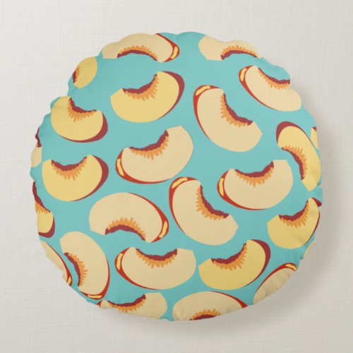 Nectarine Fruit Pattern Round Pillow