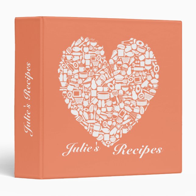 Nectarine Orange Name Bridal Shower Recipe Binder (Front/Spine)