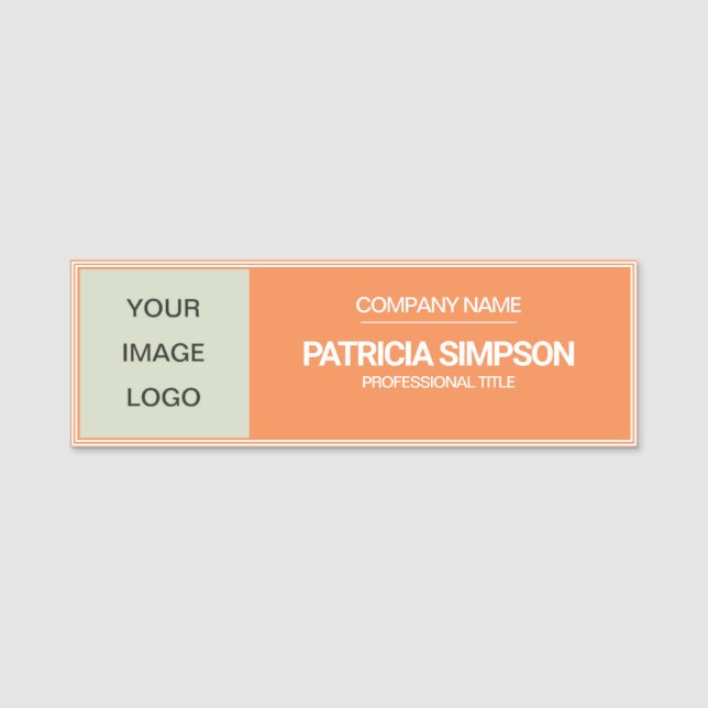 Nectarine Orange Sophistication Modern Name Tag (Front)