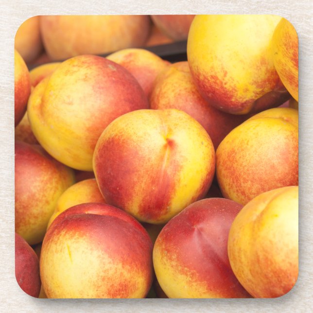 Nectarines background drink coaster (Front)