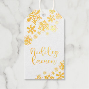 Nedeleg Laouen Merry Christmas In Breton, Elegant Foil Gift Tags