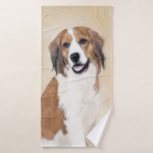 Nederlandse Kooikerhondje Painting - Dog Art Bath Towel Set