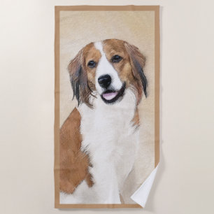 Nederlandse Kooikerhondje Painting - Dog Art Beach Towel