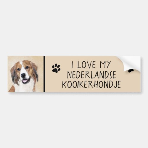 Nederlandse Kooikerhondje Painting _ Dog Art Bumper Sticker