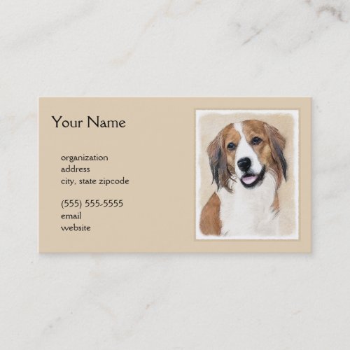 Nederlandse Kooikerhondje Painting _ Dog Art Business Card