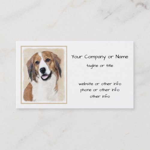 Nederlandse Kooikerhondje Painting _ Dog Art Business Card