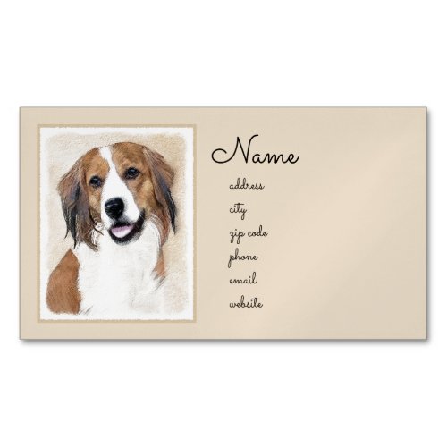 Nederlandse Kooikerhondje Painting _ Dog Art Business Card Magnet