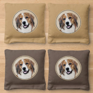 Nederlandse Kooikerhondje Painting - Dog Art Cornhole Bags