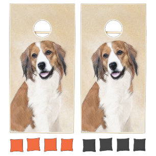 Nederlandse Kooikerhondje Painting - Dog Art Cornhole Set