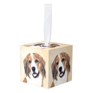 Nederlandse Kooikerhondje Painting - Dog Art Cube Ornament