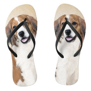 Nederlandse Kooikerhondje Painting - Dog Art Flip Flops