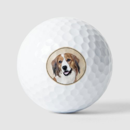 Nederlandse Kooikerhondje Painting _ Dog Art Golf Balls