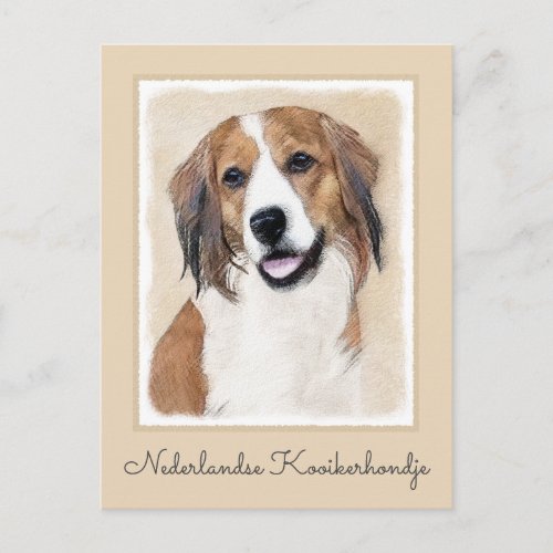 Nederlandse Kooikerhondje Painting _ Dog Art Postcard