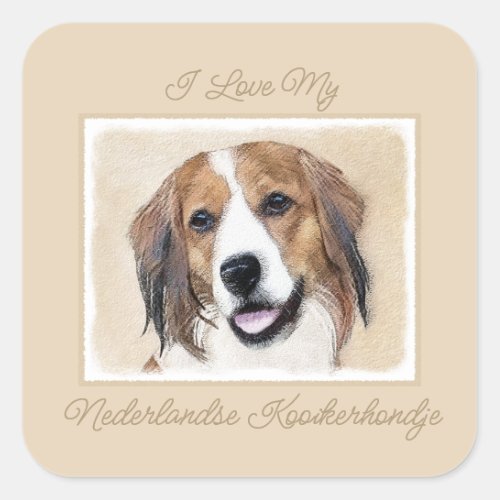 Nederlandse Kooikerhondje Painting _ Dog Art Squar Square Sticker