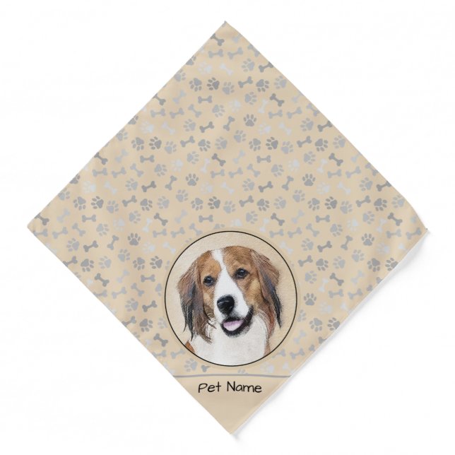 Nederlandse Kooikerhondje Painting Pet Dog Art Bandana (Front)