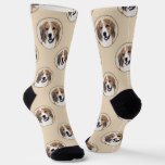Nederlandse Kooikerhondje Painting Pet Dog Art Socks