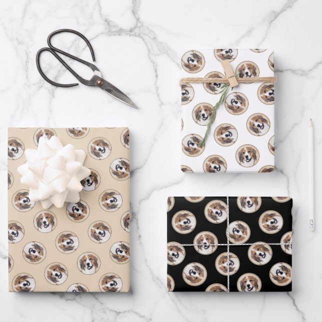 Nederlandse Kooikerhondje Painting Pet Dog Art Wrapping Paper Sheets (Front)