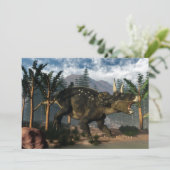 Nedoceratops roaring while running - 3D render (Standing Front)