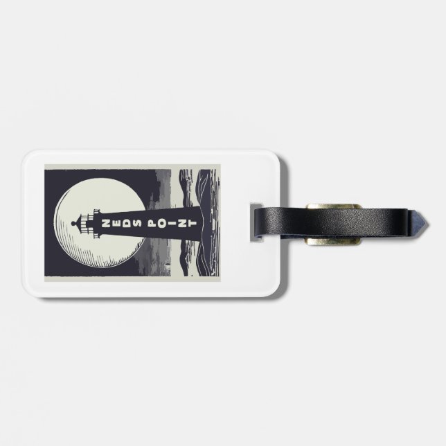 Ned's Point Lighthouse Massachusetts Moon Luggage Tag (Back Horizontal)